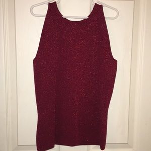 Small Red Sparkly Sweater Tank Top